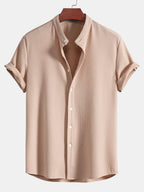 Chemise homme col mao texturée