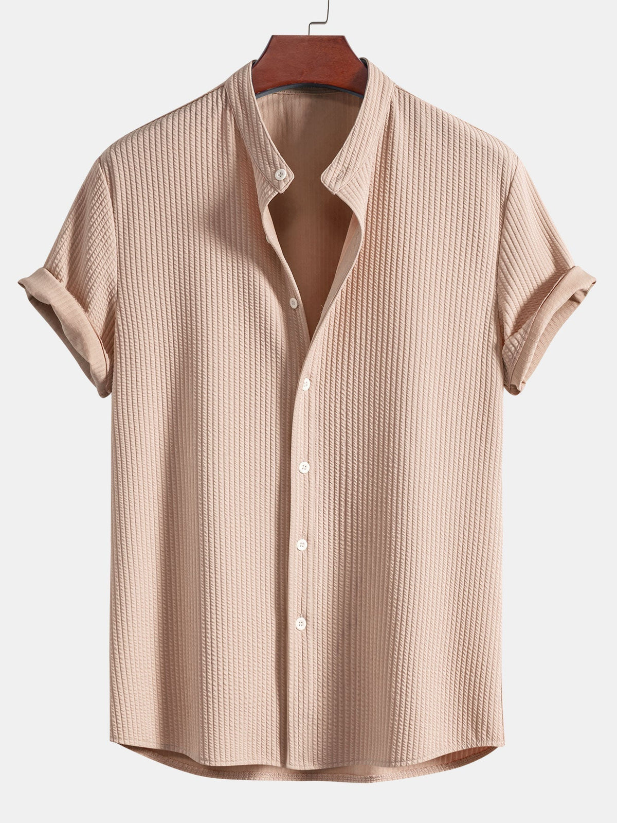 Chemise homme col mao texturée