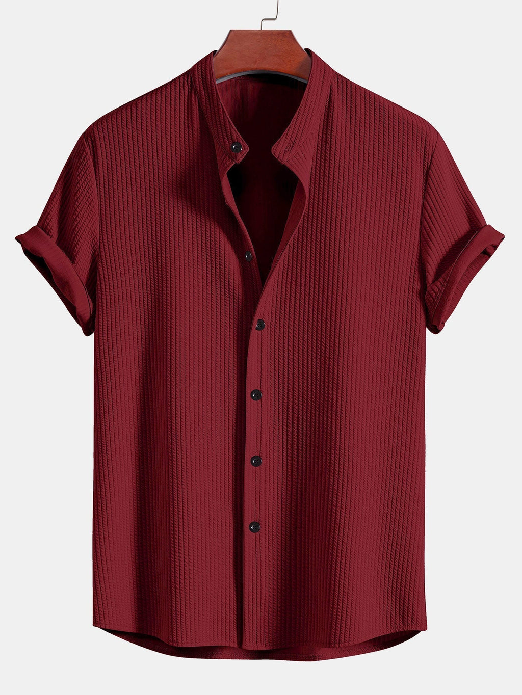 Chemise homme col mao texturée