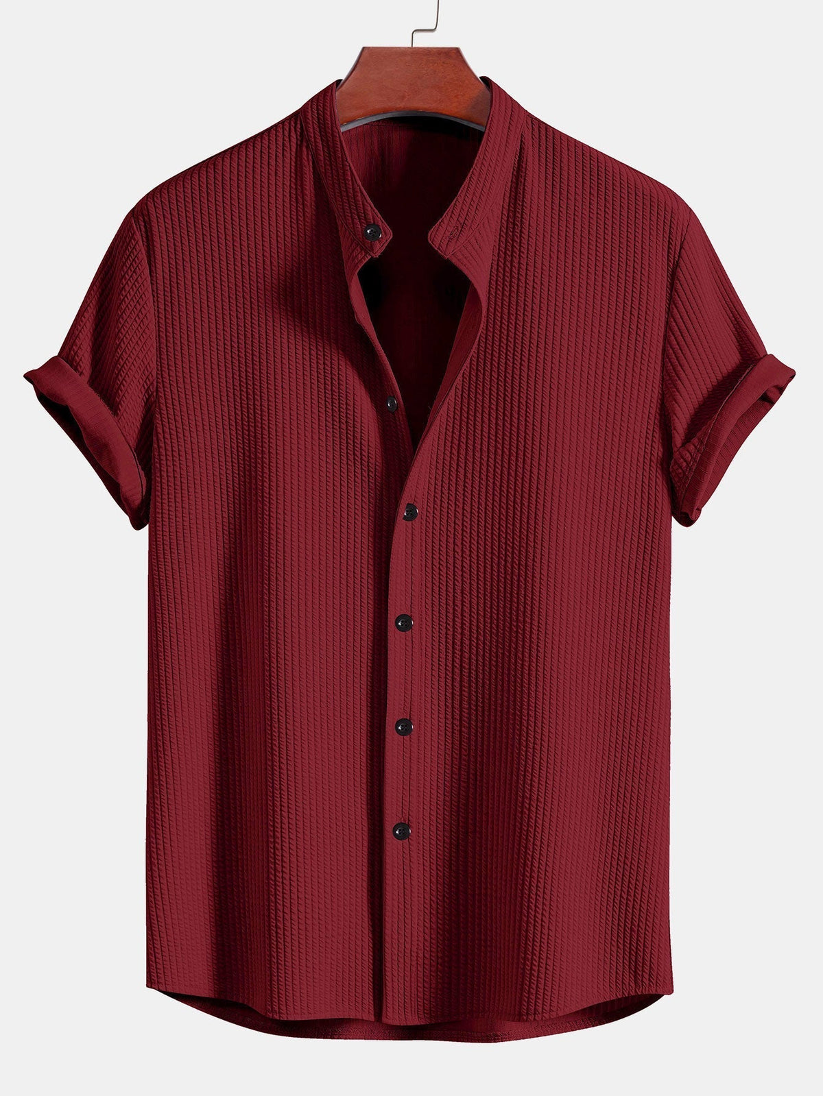 Chemise homme col mao texturée
