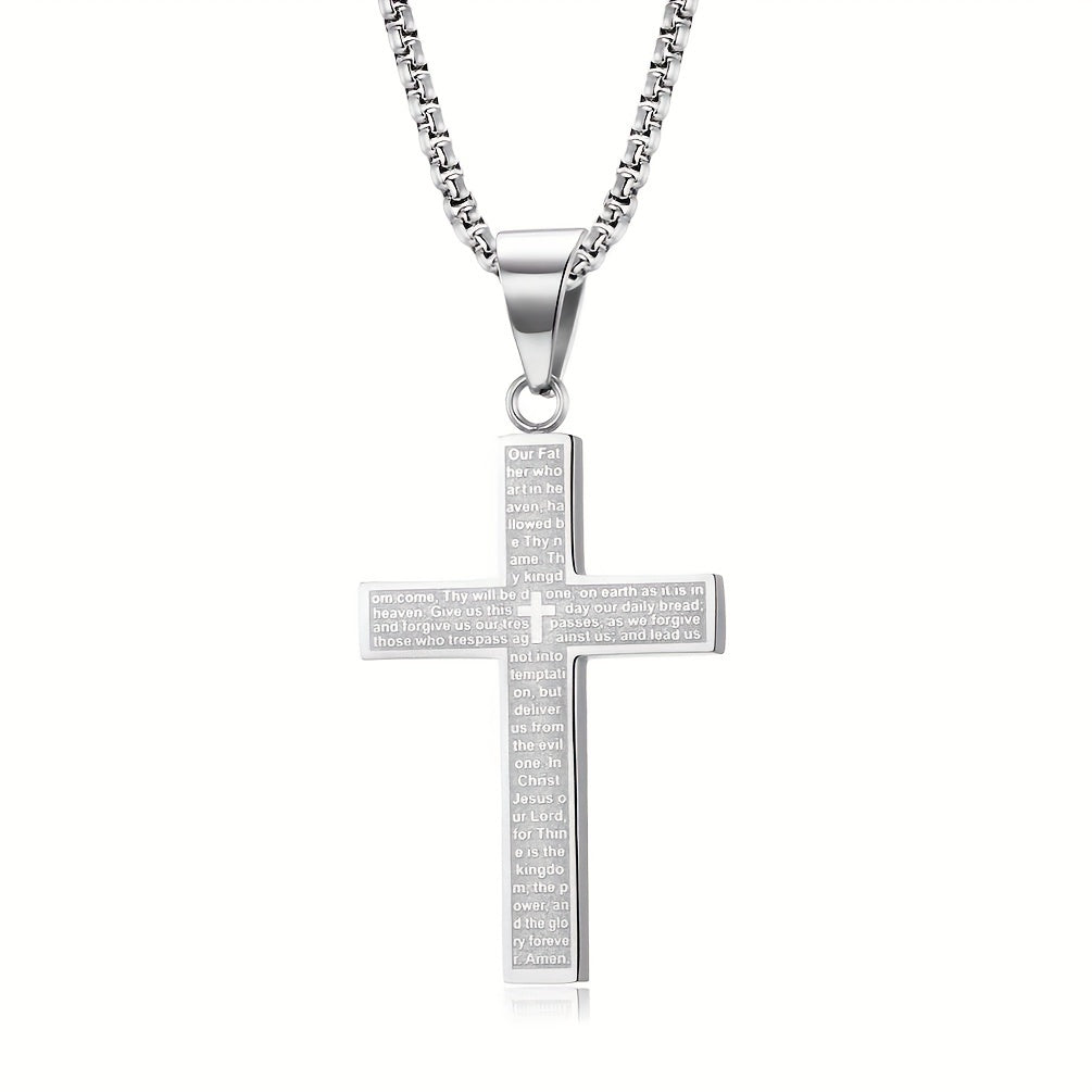 Collier Croix Gravé pour Hommes