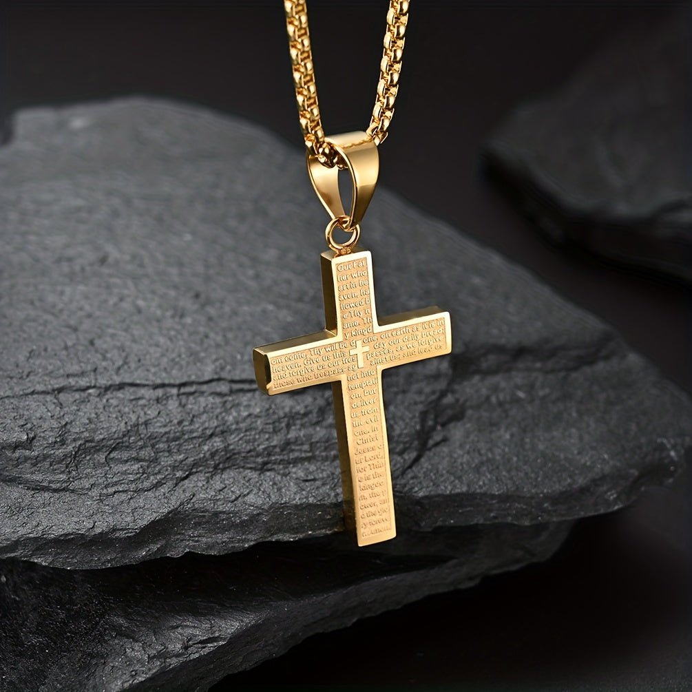 Collier Croix Gravé pour Hommes