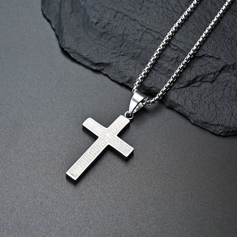 Collier Croix Gravé pour Hommes