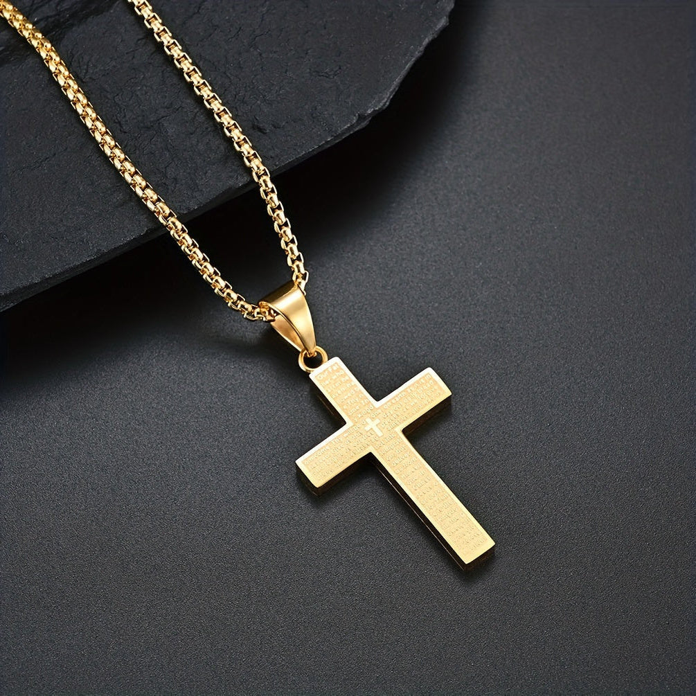 Collier Croix Gravé pour Hommes
