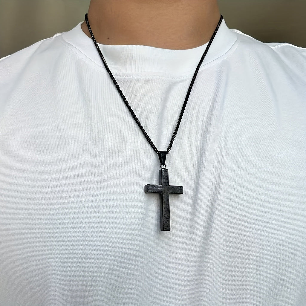 Collier Croix Gravé pour Hommes