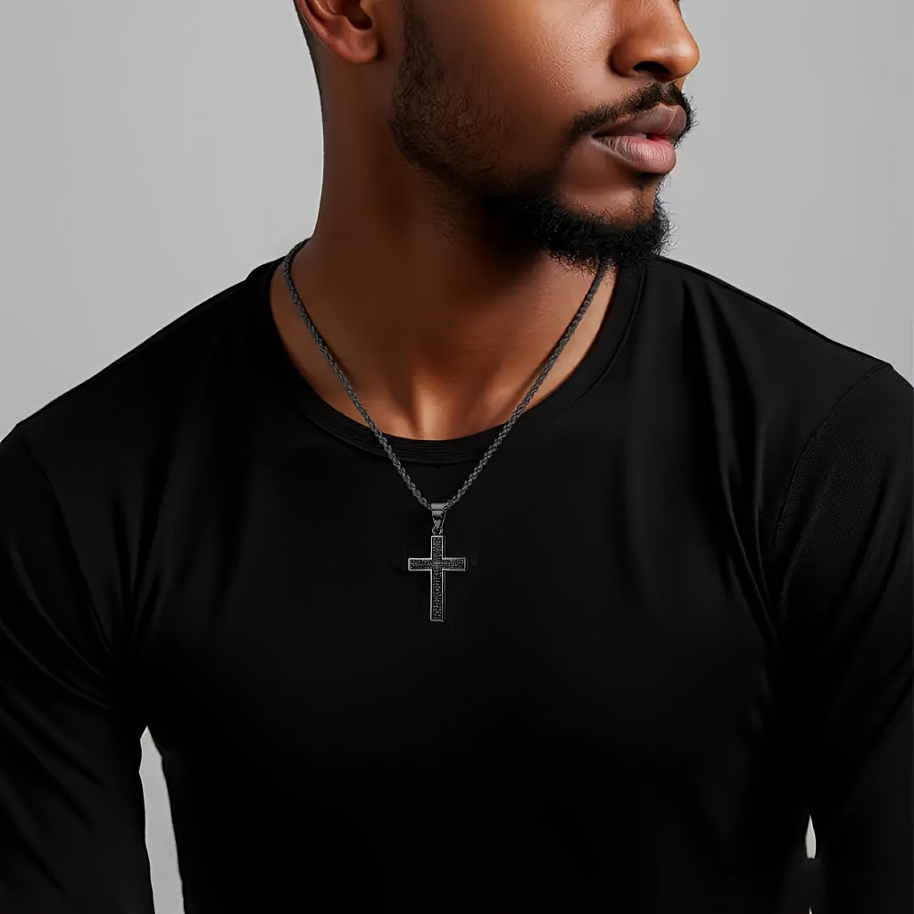 Collier Croix Gravé pour Hommes