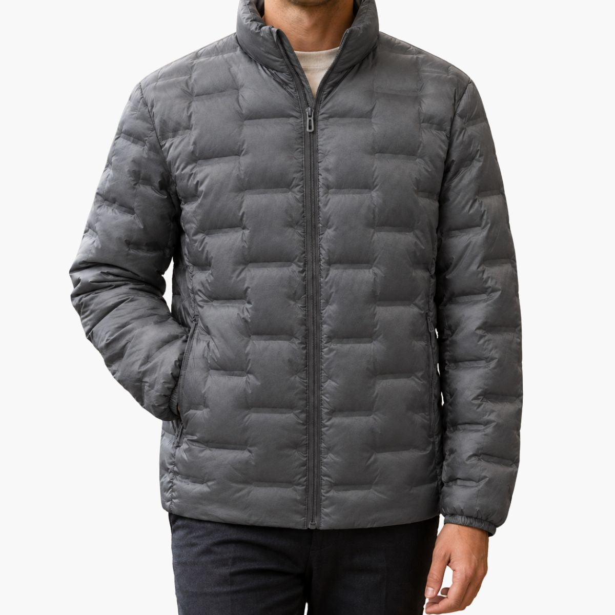 Doudoune homme zippée à col montant