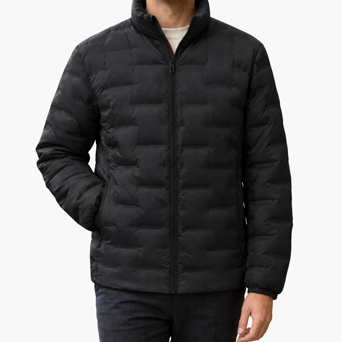 Doudoune homme zippée à col montant