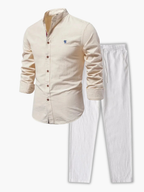 Ensemble de chemise à col mandarin et pantalon
