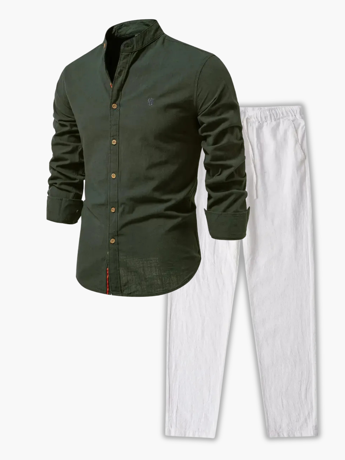 Ensemble de chemise à col mandarin et pantalon