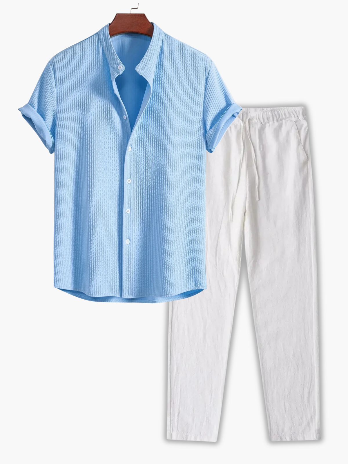 Ensemble homme chemise col mao et pantalon