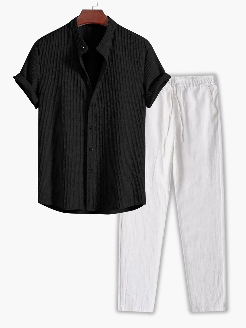 Ensemble homme chemise col mao et pantalon