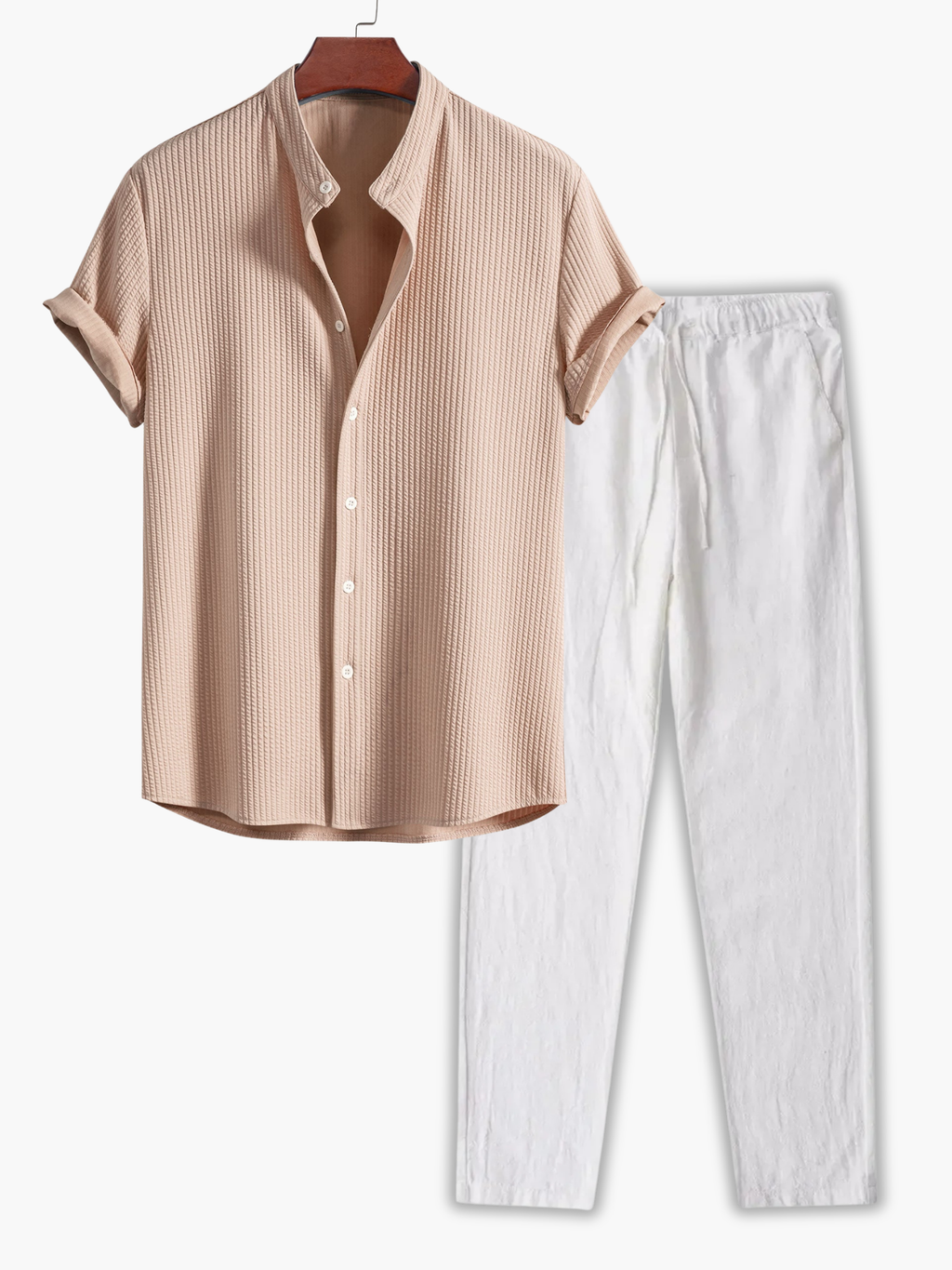 Ensemble homme chemise col mao et pantalon
