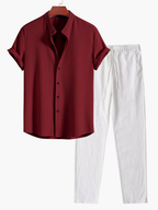 Ensemble homme chemise col mao et pantalon