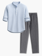 Ensemble homme col mao boutonné