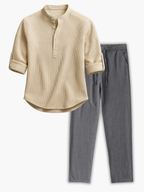 Ensemble homme col mao boutonné
