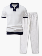 Ensemble homme polo texturé et pantalon