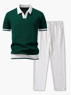 Ensemble homme polo texturé et pantalon