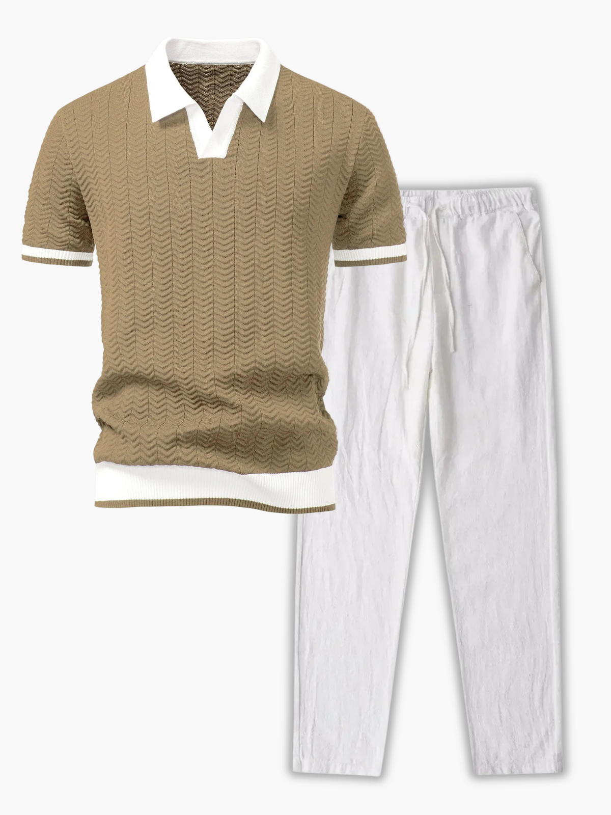 Ensemble homme polo texturé et pantalon