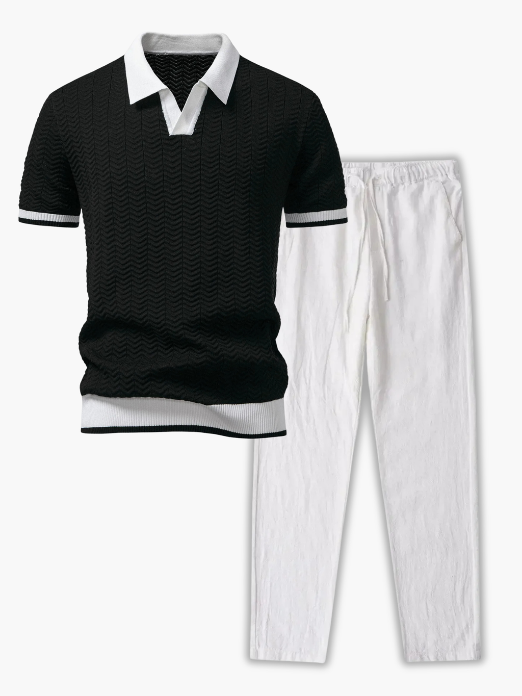 Ensemble homme polo texturé et pantalon