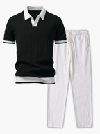 Ensemble homme polo texturé et pantalon