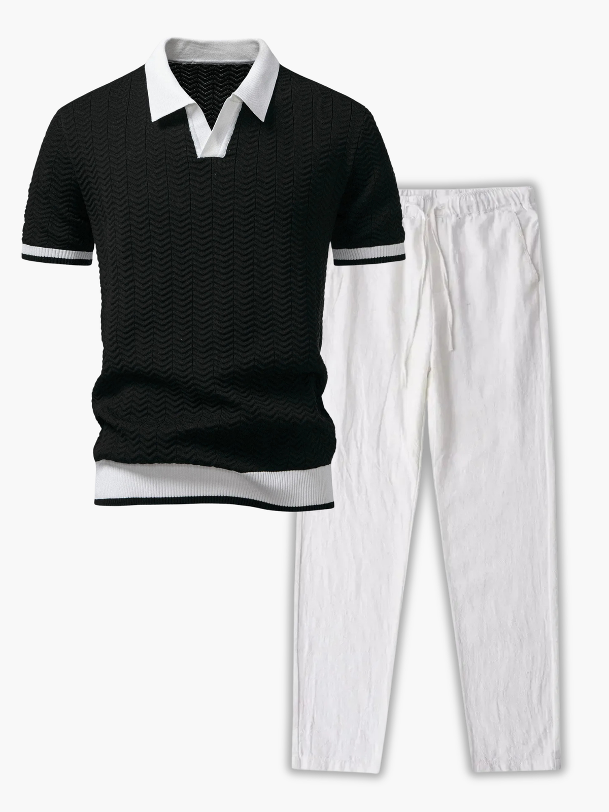 Ensemble homme polo texturé et pantalon