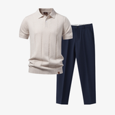 Beige/Bleu fonce