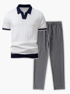 Ensemble homme polo texturé contrasté
