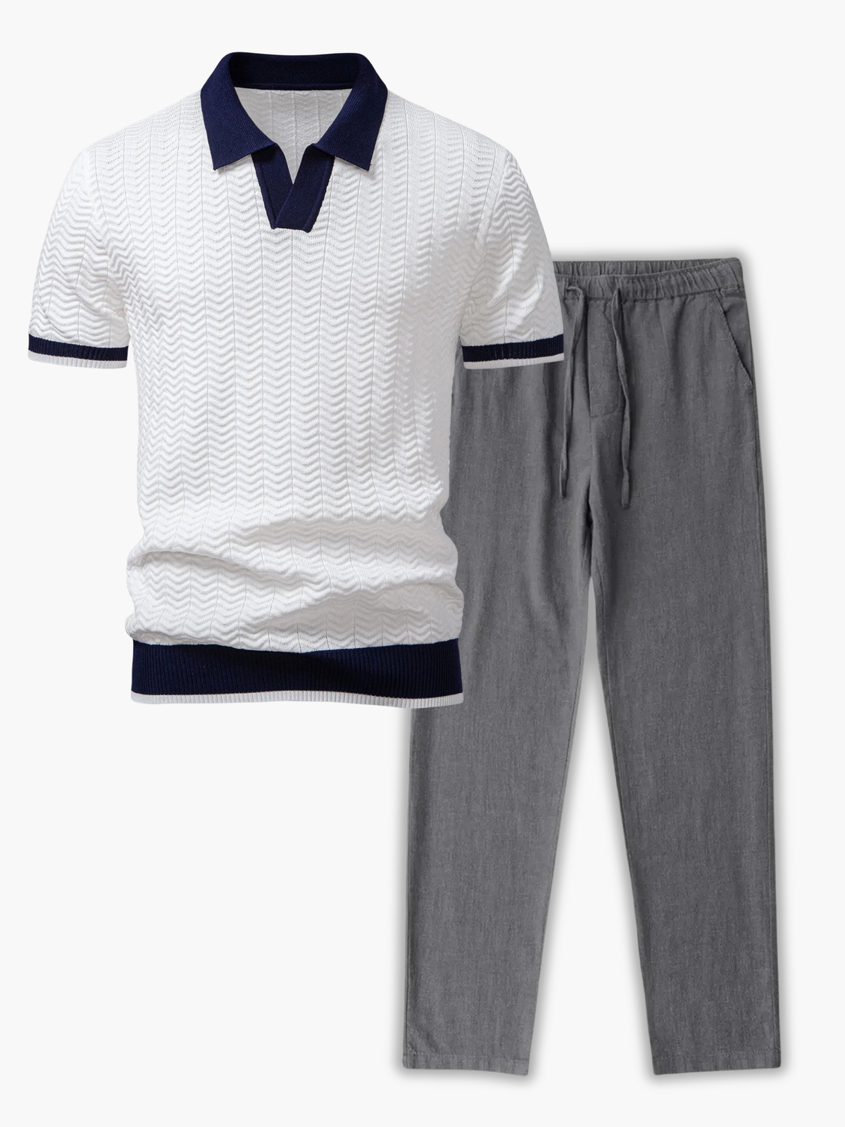 Ensemble homme polo texturé contrasté