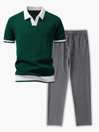 Ensemble homme polo texturé contrasté