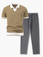 Ensemble homme polo texturé contrasté