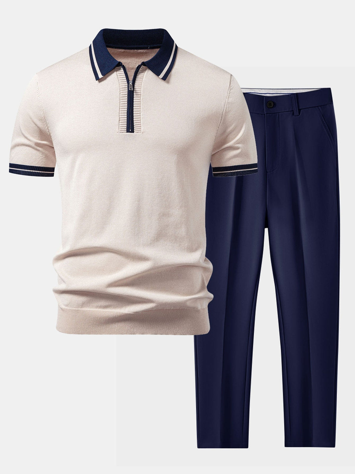 Ensemble homme polo zippé et pantalon habillé
