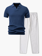 Ensemble Polo à Côtes et Pantalon à Cordon