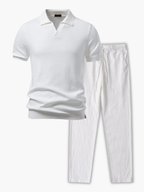 Ensemble Polo à Côtes et Pantalon à Cordon