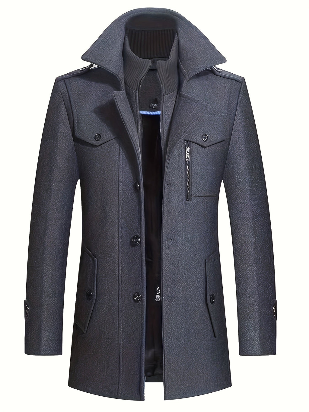 Manteau Homme Long à Col Montant