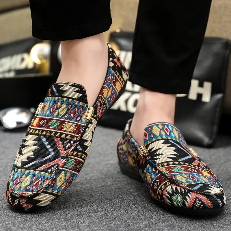 Mocassins homme motifs tissés