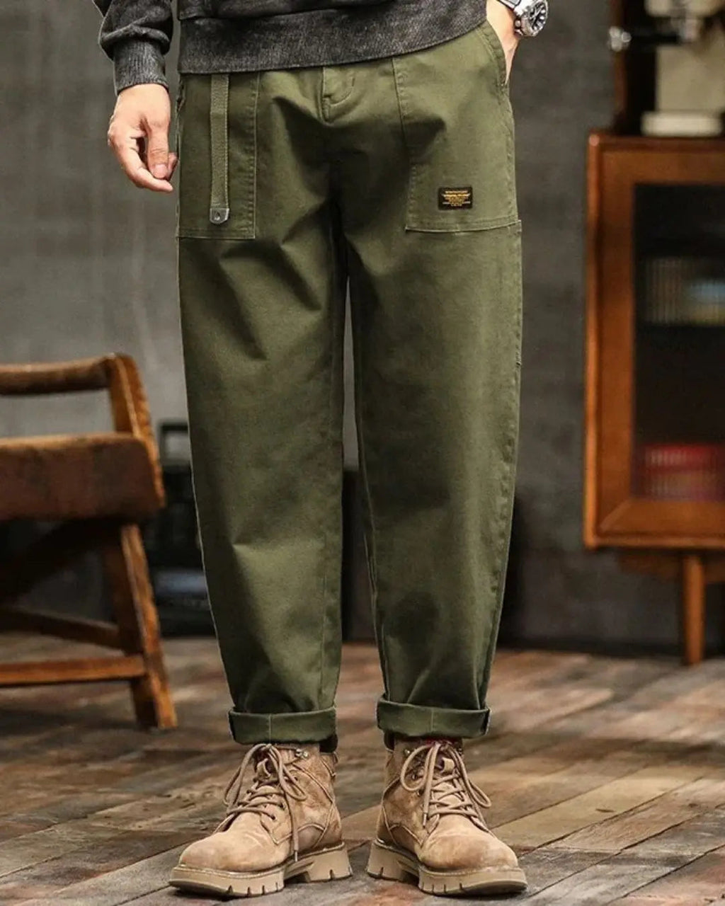 Pantalon cargo pour homme - Vert armée