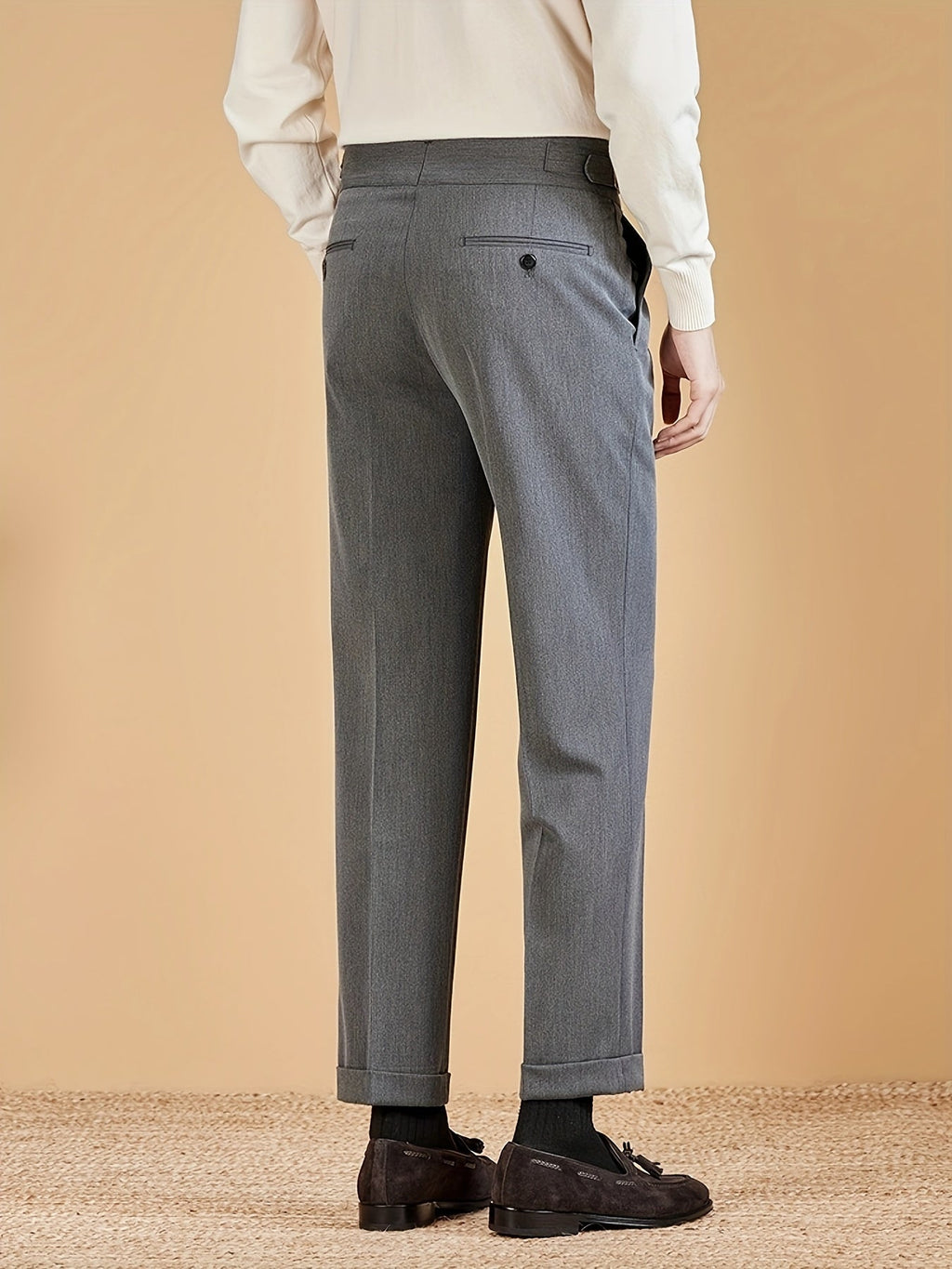 Pantalon droit à plis pour homme