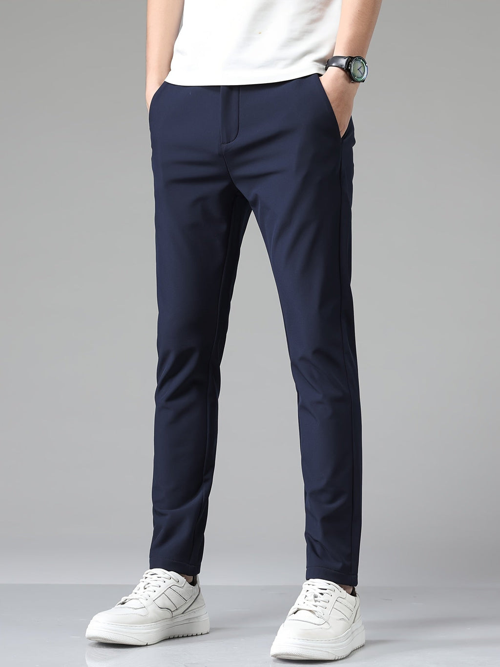Pantalon droit à taille élastique pour homme