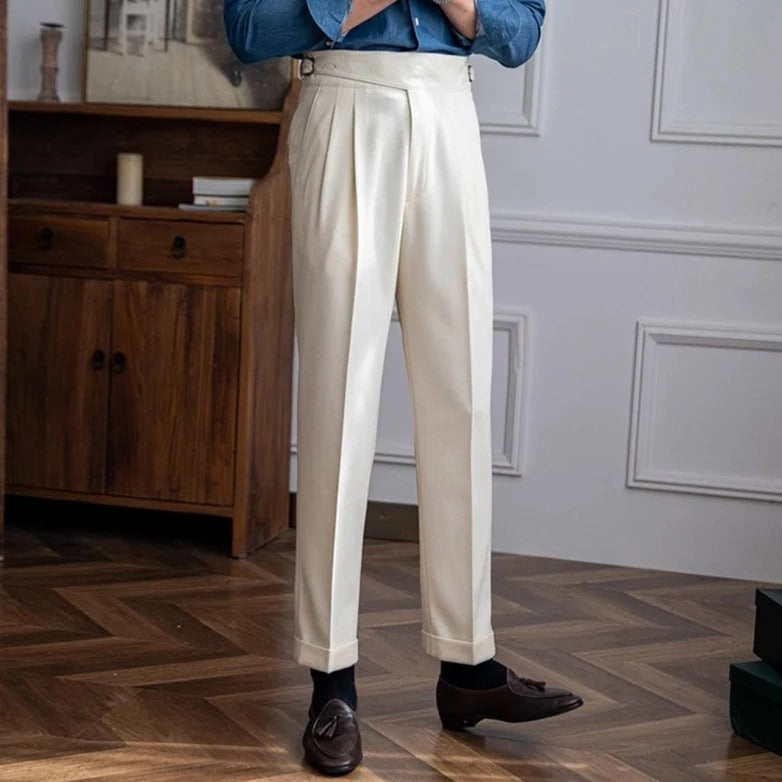 Pantalon homme à pinces avec taille haute