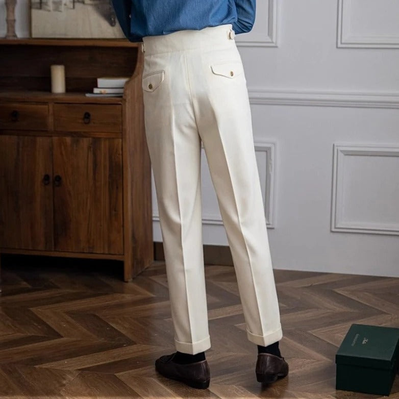 Pantalon homme à pinces avec taille haute