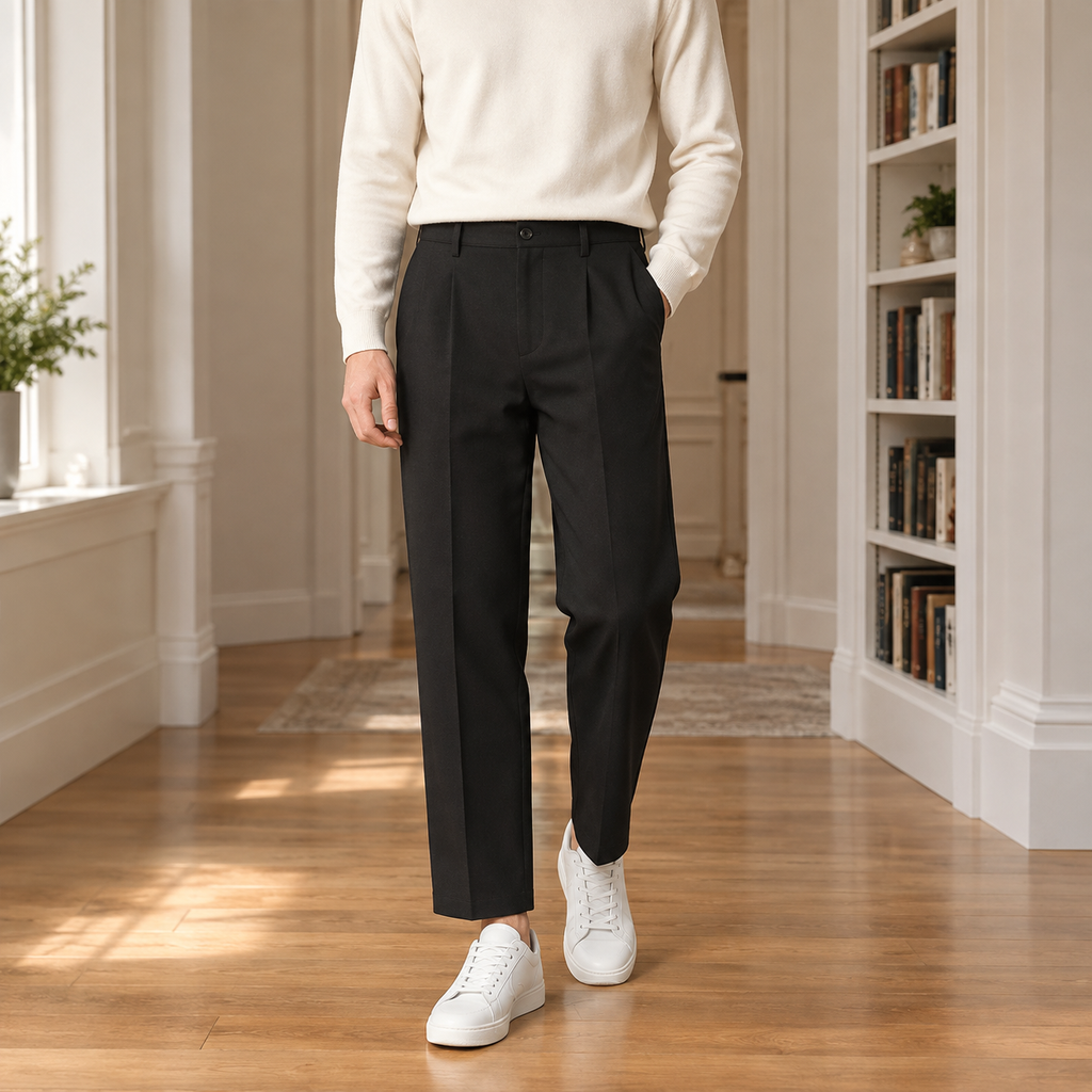 Pantalon homme coupe droite à plis