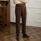 Pantalon homme plissé en velours côtelé