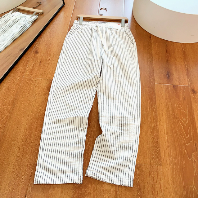 Pantalon homme rayé ample