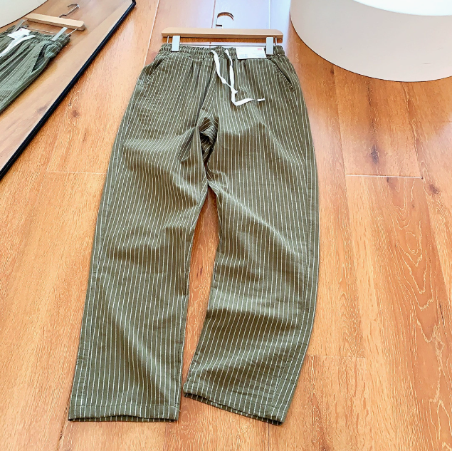 Pantalon homme rayé ample