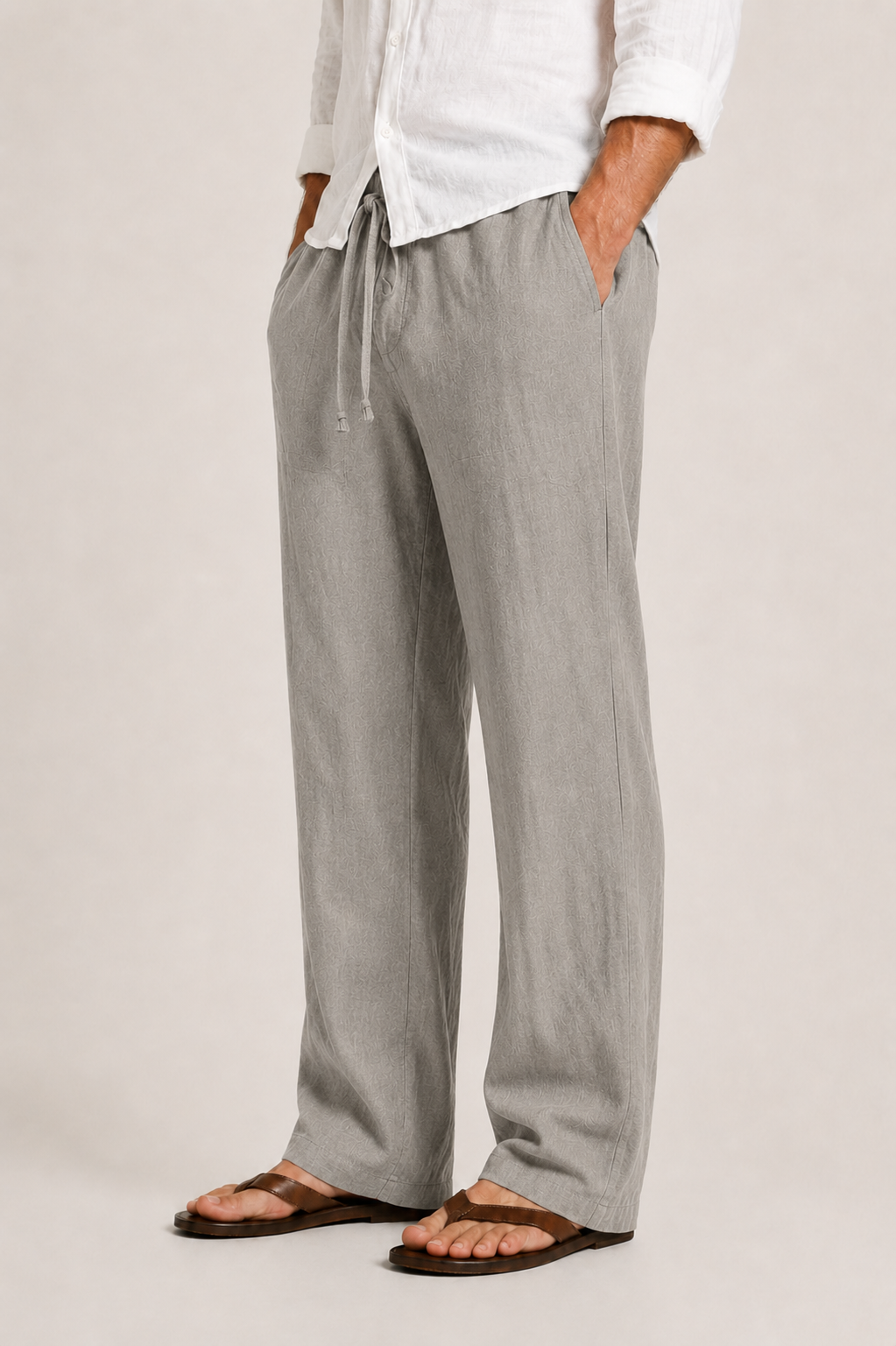Pantalon en lin pour homme - Gris