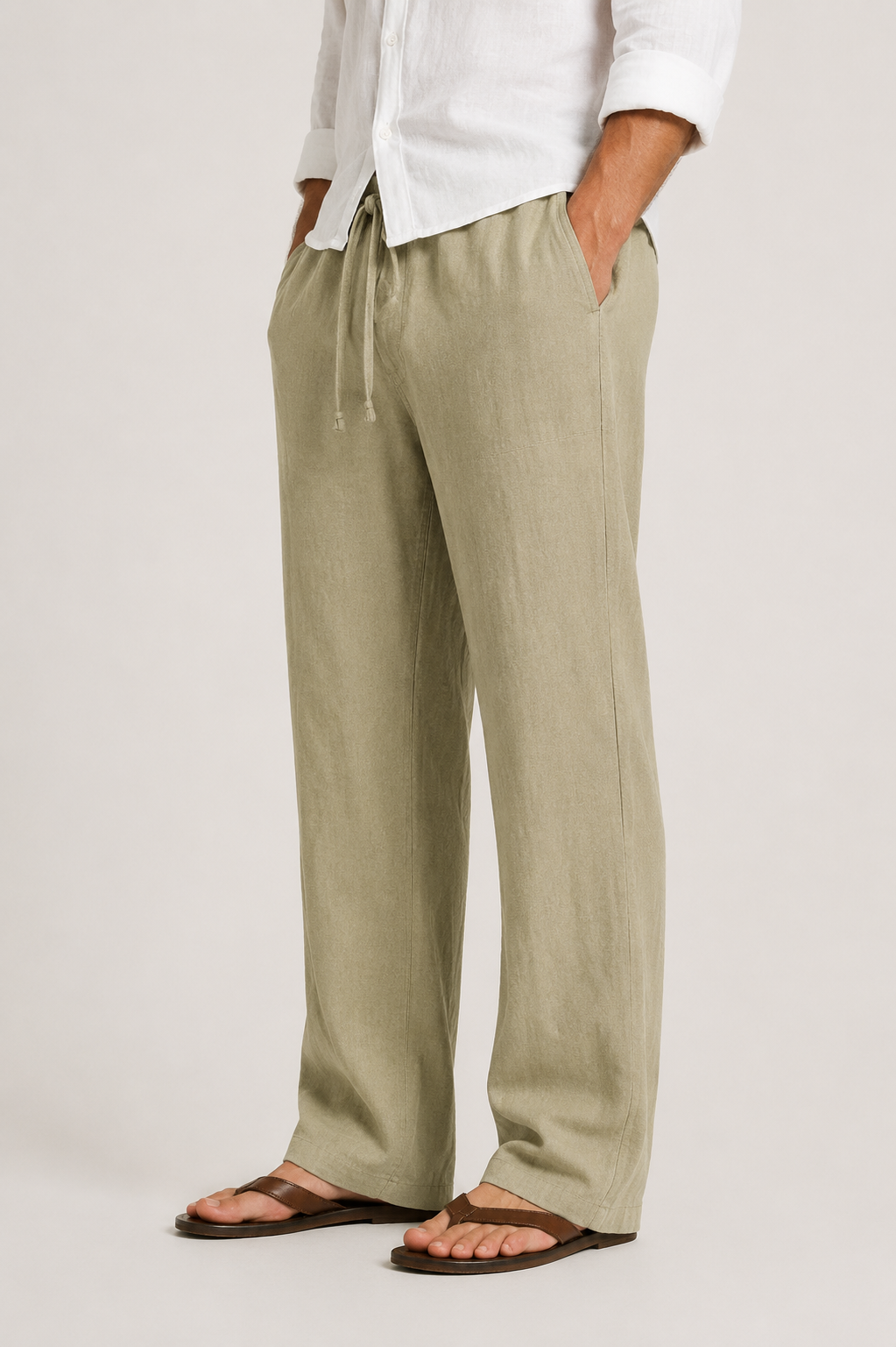 Pantalon en lin pour homme - Kaki
