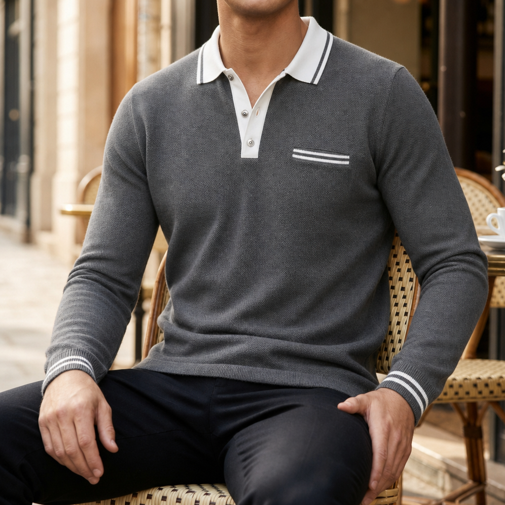 Polo homme à col rayé