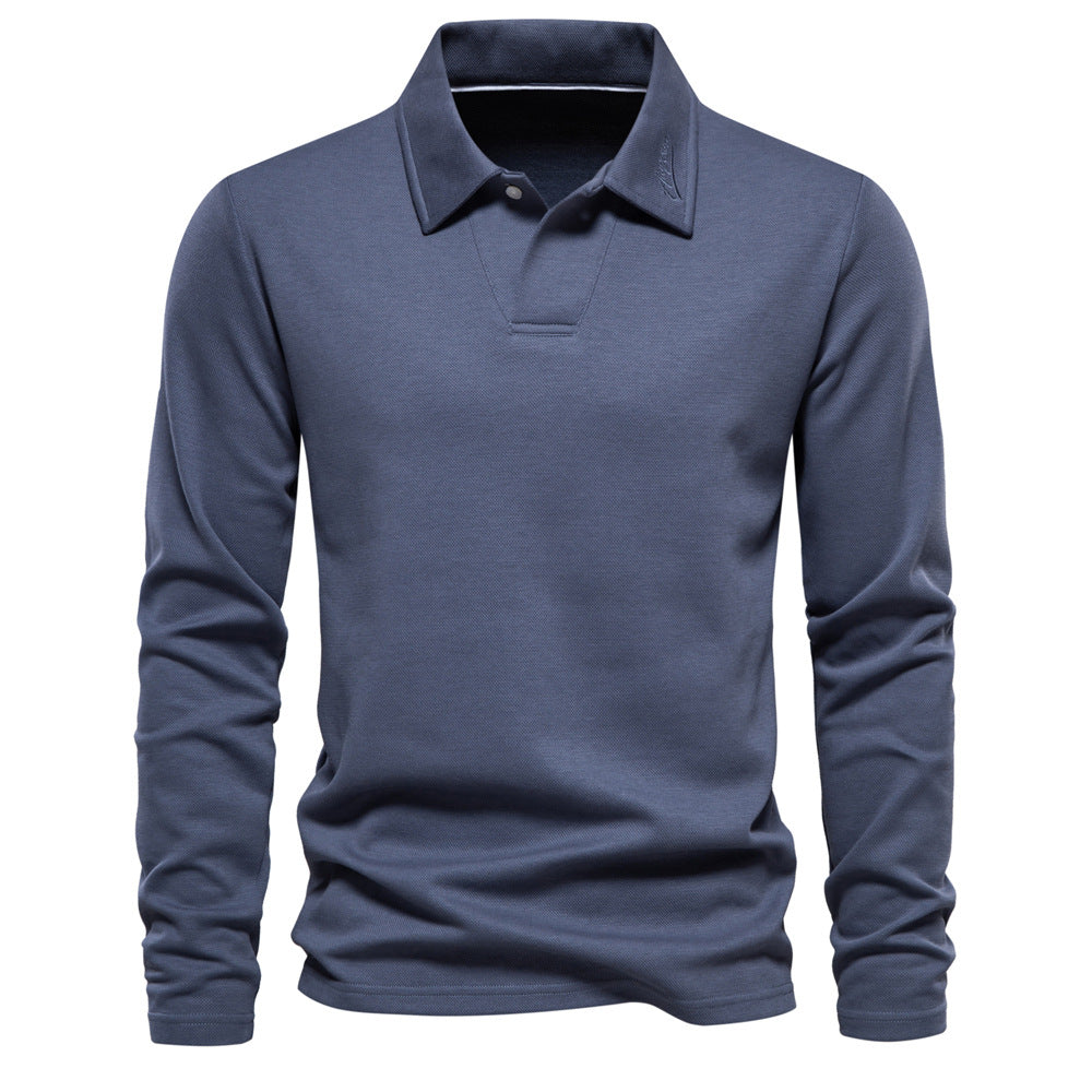 Polo homme col ouvert manches longues