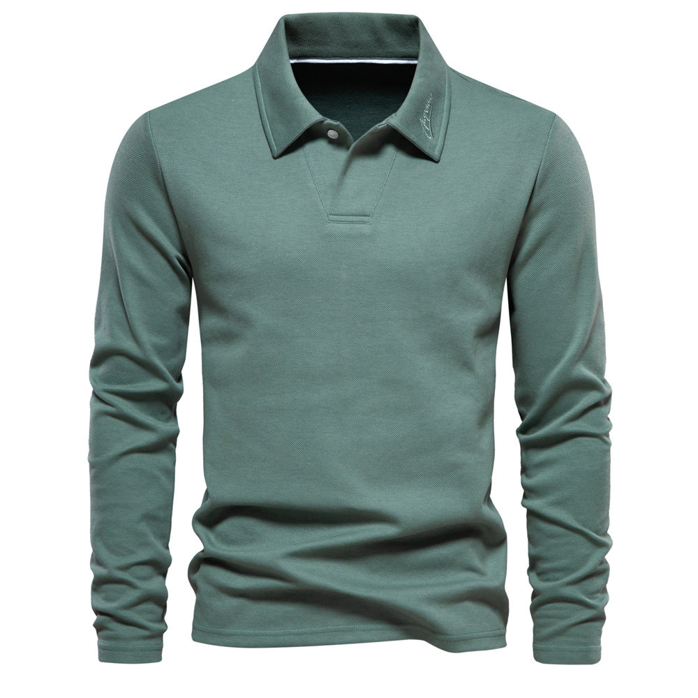 Polo homme col ouvert manches longues